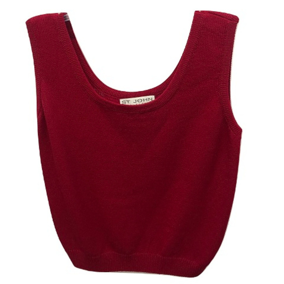 St John Red Knit Tank Top, Size L - Picture 1 of 2